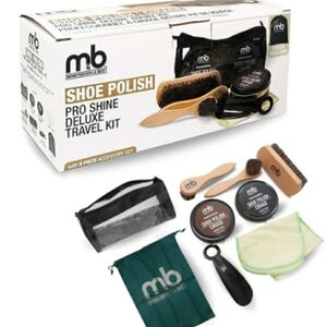 Shoe / Leather Polish Professional Shine Deluxe Travel Kit - Black and Brown